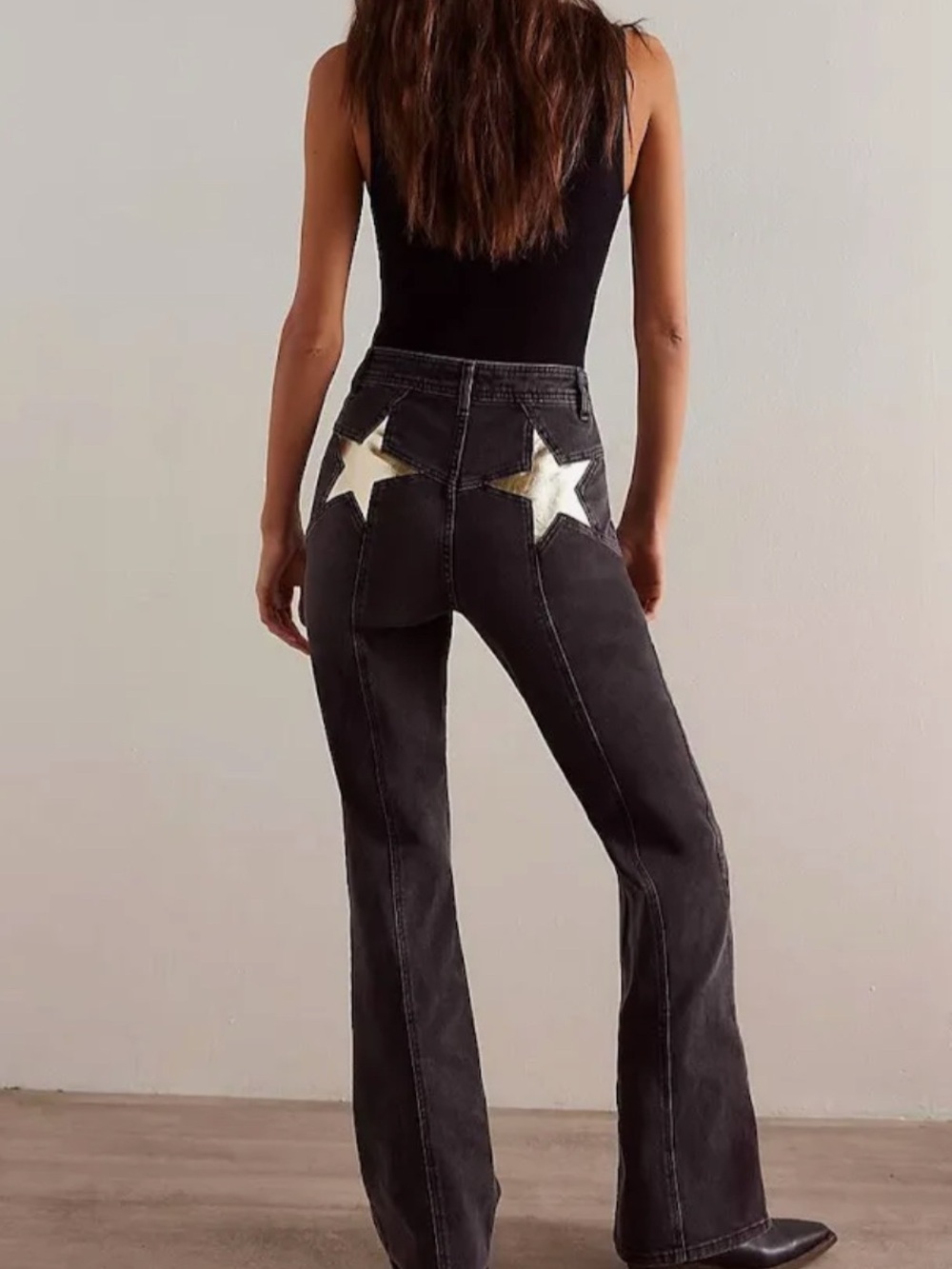 Free People Firecracker Jeans Size 33 NWT RT $168 - Black / Gold Stars ✨